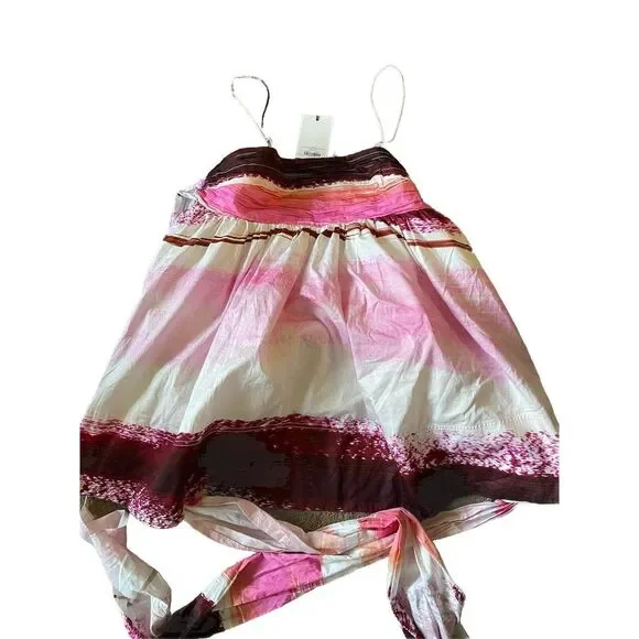 Aje‎ Kasbah Sunset Stripe Ruched Bow Back Mini Dress Size 16 NWT NEW $425
